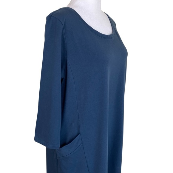 J. Jill‎ Pure Jill Womens Scoop Neck A-Line Dress Pima Cotton Ocean Blue Sz L - Picture 6 of 16